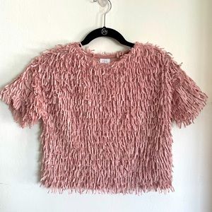 Zara Kids size 8 dusty rose pink shaggy top